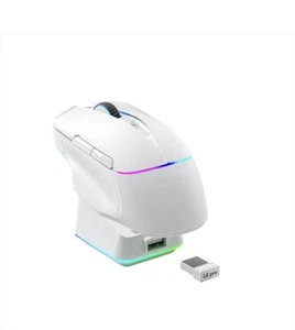 Wireless Gaming Mouse w RGB Charging Dock, 8KHz, 6 Programmable Buttons, White - Picture 1 of 16