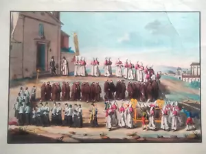1830 ACQUAFORTE FILIPPO FERRARI PROCESSIONE FUNEBRE ACQUERELLATA A MANO - Imagen 1 de 6