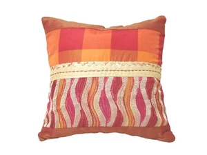 (29825) FUNDA DE COJIN CAMA SOFA CUADRADA PEQUEÑA NARANJA DORADO VIOLETA MARRON - Picture 1 of 1