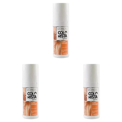 3 x L'Oreal Colorista 1 Day Colour Highlights Hair Spray Rose Gold 75ml NEW - image 1 of 3