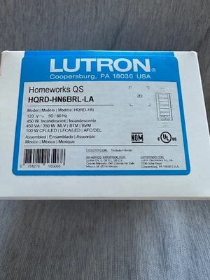 NUEVO Lutron Homeworks QS HQRD-HN6BRL-LA Foto 1 de 3