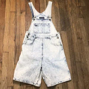 Vintage Squeeze 90's Large Acid Wash Shortalls Overalls Shorts Bib - Picture 1 of 6