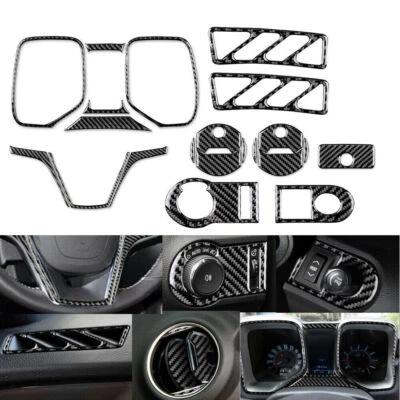 21 peças para Chevrolet Camaro 2010-2015 fibra de carbono kit interior completo conjunto capa - Imagem 1 de 4
