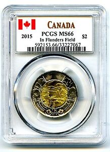 2015 CANADA $2 TOONIE PCGS MS66 POPPY FLANDERS FIELDS REMEMBRANCE HIGHEST GRADE