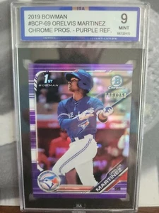 2019 Bowman ORELVIS MARTINEZ CHROME PROSPECTS RC ISA 9 MINT Purple Ref. 006 /250 - Picture 1 of 2