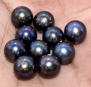 49,83 kt Schwarze Perle Rund Cabochon Kugel 9 mm Posten 10 Stck. Lose Edelsteine - Bild 1 von 5