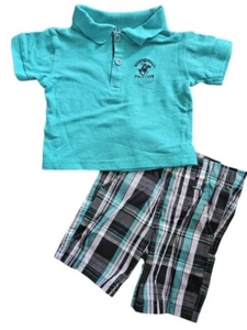 BEVERLY HILLS POLO CLUB Green and Black Short Set Boys 12 months - Picture 1 of 2