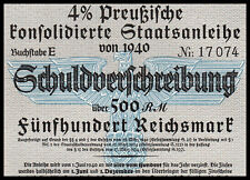 1940 Nazi Germany: Preußische Konsolidierte Staatsanleihe - Prussian State Loan