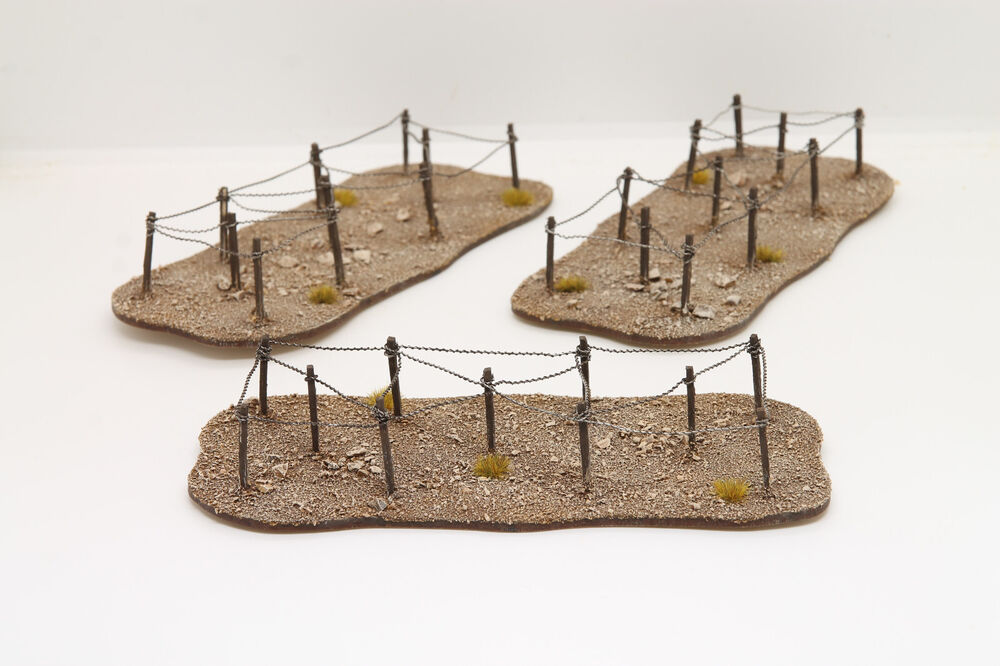 Set of 3 desert barbed wire entanglements. Model wargame terrain/scenery RPGs