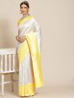 Saree New Design Jacquard  Zari Woven White Indian Party Wedding Festive  Sari 