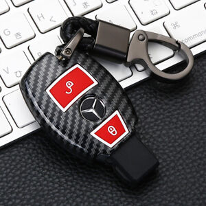 Fit Mercedes Benz A B C E S SL  ABS Carbon Fiber Remote Smart Key Fob Case Cover
