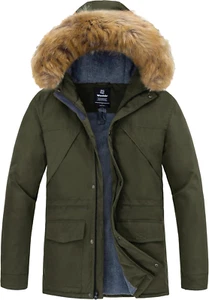 Men'S Thicken Winter Coat Insulated Warm Parka Jacket Hooded Puffer Jacket - Picture 1 of 12