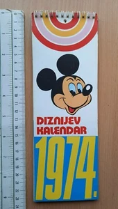 1974 WALT DISNEY CALENDAR MICKEY MINNIE MOUSE DONALD DUCK Jaq Gus YUGOSLAVIA - Picture 1 of 8