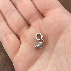 Pandora Sterling Silver 14K Gold Baby Booty Dangle Blue Zirconia 790403CZB - Picture 1 of 4