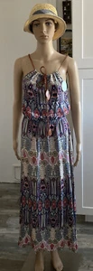 Neu mit Etikett Conos TC Boutiquen römisches Design Leder Spaghettiträger Maxikleid ML - Bild 1 von 11
