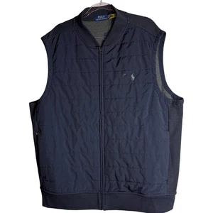 Polo Ralph Lauren Mens 2XLB Navy Blue Gray Pony Hybrid Quilted Full Zip Vest NWT - Picture 1 of 7