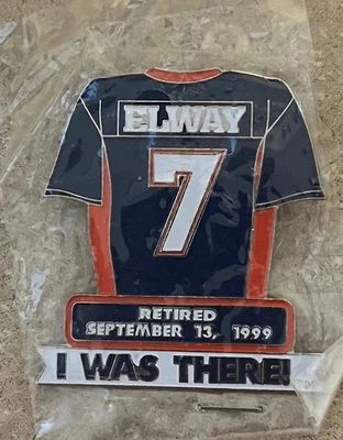 Denver Broncos Retiro de Jersey # 7 Pin Elway I Was There 13 de septiembre de 1999 Foto 1 de 3