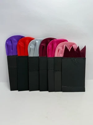 Lote de 7 quadrados de bolso pré-dobrados cor sólida - Roxo, rosa, vermelho, prata - Imagem 1 de 4