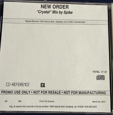 New Order - Crystal (7:35 Mix by Spike) - March 22, 2001 USA promo CD-R single Foto 1 de 2