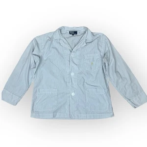 Ralph Lauren VTG Men’s Pajama Chore Shirt L Blue Striped Long Sleeve Made In USA - Picture 1 of 11