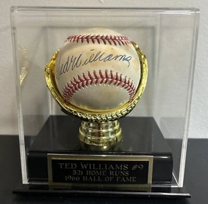 Ted Williams Signed Rawlings AL Ball Baseball WITH GLOVE DISPLAY BECKETT COA - Picture 1 of 11