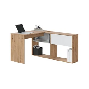Escritorio - Estantería, separador de ambientes, Blanco Artik - Roble Nodi, Duo - Imagen 1 de 13