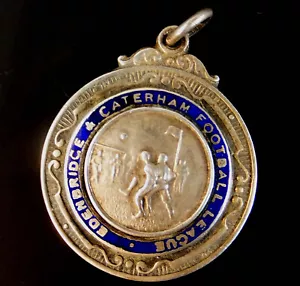 RARE COUNTY ENAMEL on SILVER MEDAL - EDENBRIDGE & CATERHAM FOOTBALL LEAGUE - Picture 1 of 2