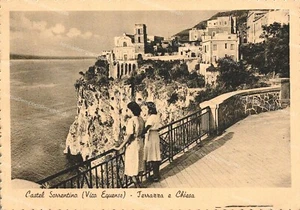 de130 cartolina castel sorrentino vico equense terrazza e chiesa napoli - Picture 1 of 2