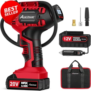 Tire Inflator Portable Air Compressor, 20V Cordless Car Tire Pump, Rechargeable - Picture 1 of 12