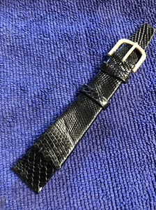 18 mm Roma Negro Genuino Lagarto Sin Cosir Reloj Banda Hecho en Italia - Imagen 1 de 7