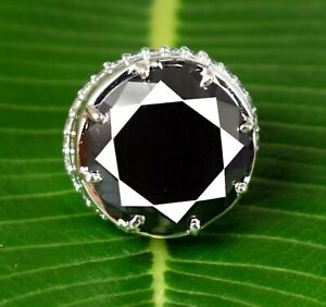 Investment Grade 17.56 Ct Black Diamond Solitaire Men's Ring Certified
