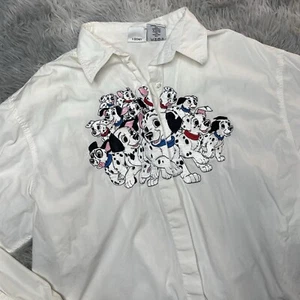 Camicia vintage anni 90 The Disney Store 101 Dalmati ricamata con bottoni XL - Foto 1 di 5