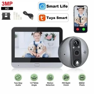 Tuya Peephole Doorbell Cameras Security Smart Home 4.3 IPS Screen Night PIR Wifi - Picture 1 of 15