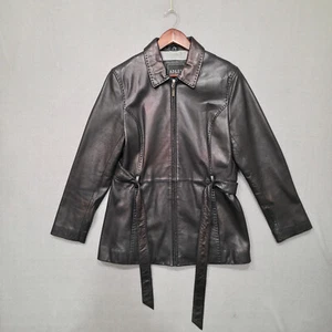 Adler Collection Womens Belted Genuine Leather Zippered Coat Size Medium - Picture 1 of 7
