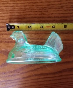 Vintage Glass Hen for Candy Dish, Green, (LID ONLY) - Picture 1 of 7