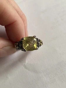 Barbara Bixby Sterling Silver 18K Gold Yellow Faceted Quartz Ring - Size 8 - Picture 1 of 5