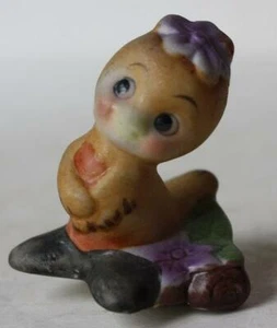 Estatuilla de pájaro flores dibujos animados estilo cómic cerámica porcelana pintada a mano LINDA -- - Imagen 1 de 1
