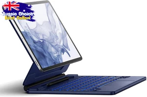 Backlit Keyboard Case for Samsung Galaxy Tab S10+ S9+ S8+ S7+ S7 FE Blue - Picture 1 of 12