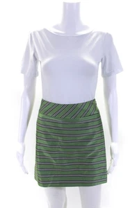 J Crew Womens Green Striped Silk Lined Mini A-line Skirt Size 4 - Picture 1 of 5