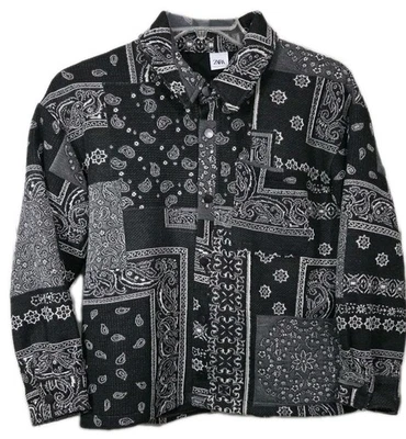 Chaqueta Chaqueta Zara Negra Blanca Estampado Bandana Paisley Forrada con Botones - Para Hombre M Foto 1 de 4