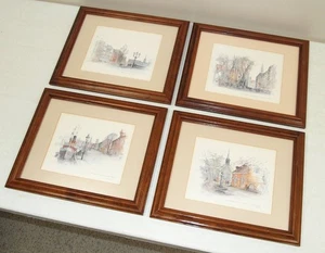 4 MADS STAGE Matte Frame "Watercolor Lithos" FRAMED PRINT Lot /DENMARK LANDMARKS - Picture 1 of 8