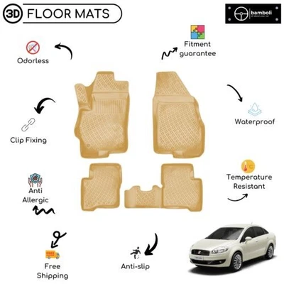 Alfombrilla de goma moldeada personalizada para Fiat Linea 2007 - beige arriba Foto 1 de 4