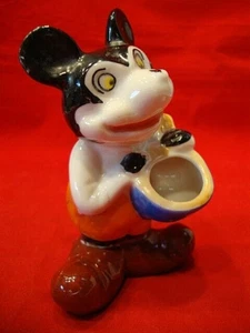 WALT DISNEY Early Cross Eyed MICKEY MOUSE Bisque Figure JAPAN *HAS REPAIR FEET* - Picture 1 of 11