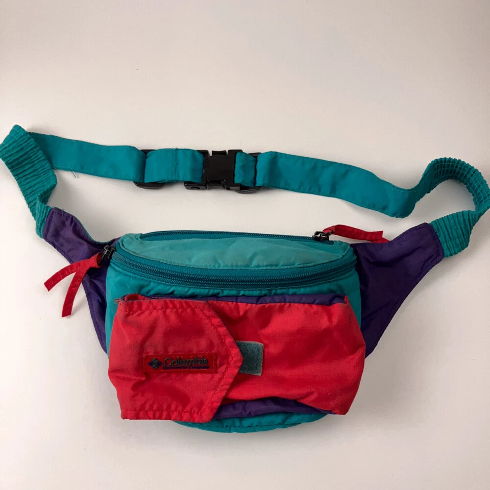 Pacote de cintura vintage década de 1990 Columbia cores brilhantes pacote de babá - Imagem 1 de 4