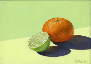 Lime Meet Orange - Impresión de frutas de naturaleza muerta para cocina - Realismo - Obra de arte de alimentos - Giclee - Imagen 1 de 3