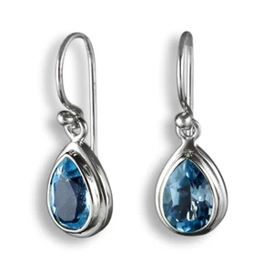 Edle Blautopas Ohrringe Echt 925er Silber Hänger blauer Topaz Design SER273 - Bild 1 von 1