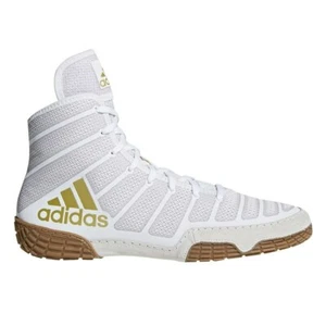 adidas Wrestling Shoes Boxing Boots Adizero Varner White Gold Trainers UK 12.5 - Picture 1 of 5