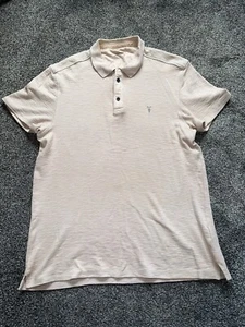 Mens Allsaints Polo Shirt, Size Medium, Peach Nude Colour, Cotton Mix, Woven (6) - Picture 1 of 5