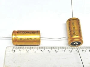 LOTE DE 2 CONDENSADORES AXIALES ALEMANES 4700uF 16V ROE (Roederstein)/EGR - Imagen 1 de 3