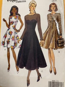 90's Vogue Pattern 8544 Misses Fitted Flared Dresses Princess Seams 6-8-10 - Picture 1 of 6